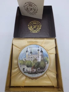 Vintage Kingsley Enamel London's Riverside Trinket Box Gold Plated - Picture 1 of 10