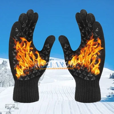 Guantes térmicos de invierno de punto con pantalla táctil, resistentes al viento - Imagem 1 de 4