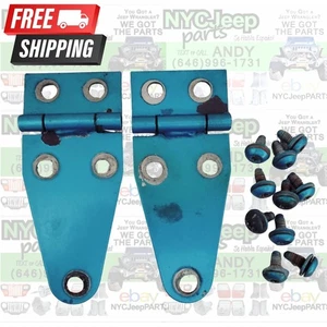 87-95 Jeep Wrangler YJ OEM HOOD HINGES w/ 10x Mounting Bolts Blue - Picture 1 of 13