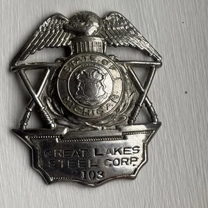 Great Lakes Stahl Michigan Security Guard Mützenabzeichen #108 Bundesstaat Michigan - Bild 1 von 7