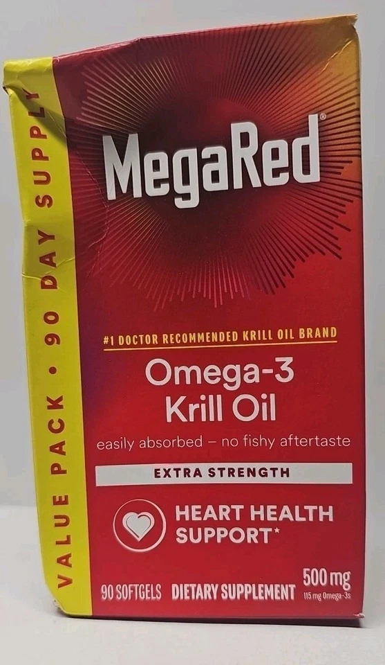MegaRed Omega 3 Aceite de Krill Cápsulas Blandas Extra Fuertes - 90 Unidades, Sellado, Nuevo Foto 1 de 1