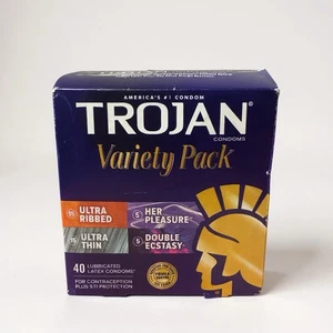 Trojan Pleasure Pack Variety Pack Lubricated Latex Condoms 40 Ct - Exp 9/27 - Picture 1 of 5