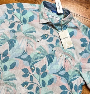 Tommy Bahama Button-Down-Hemd SS Seersucker neu mit Etikett $ 148 Größe LT Nova Wave - Bild 1 von 9