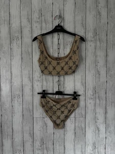 Oceanus Bikini Embelished 2 Piece Swim Wear Beige Size Small Top & Bottom - Picture 1 of 10