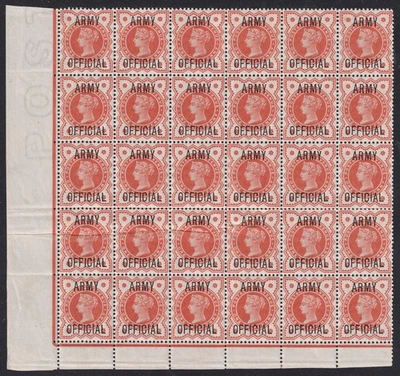 1896 SG041 1/2d VERMILION ARMY OFFICIAL OVERPRINT UNMOUNTED MINT BLOCK OF 30 - Image 1 of 2