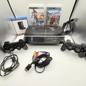 Sony Playstation 3 PS3 Fat CECHL01 80GB. 2 Wireless Controller/2 Games. TESTED - Picture 1 of 18