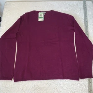 Charter Club Classic 100% 2 Ply Cashmere Sweater Women's Large Purple Cozy Soft - Picture 1 of 5