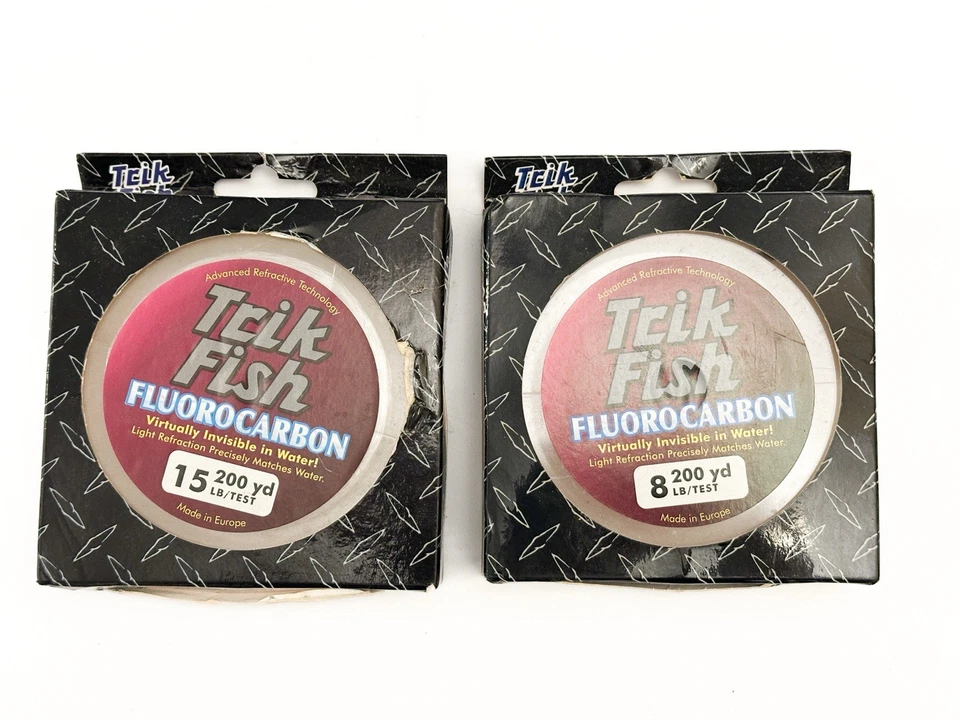 NUEVO Trik Fish Fluorocarbono 15 lb Y 8 lb Prueba - 200yds Paquete de 2 400yds Total Foto 1 de 3