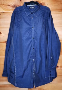 ROAR Men's size 4X Blue Long Sleeve Button Up Embroidered Dress Shirt - Picture 1 of 23