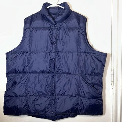 Lands End Women Navy Blue Down Puffer Vest 3X 24W-26W - Image 1 of 4