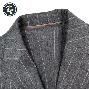VTG 44 R Saks Fifth Avenue Smoke Grey Flannel Weight Chalk Stripe Wool Suit - Picture 1 of 23