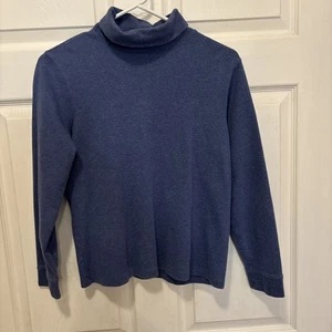 Pullover LL Bean para mujer cuello alto M pequeño algodón manga larga azul - Imagen 1 de 2