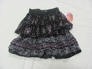 New Girl's Pink Angel Ruffle Tiered Skirt Black, Purple & Silver Size Small 4 - Picture 1 of 3