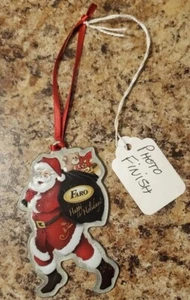 FARO USA Happy Holidays Photo Finish Thin Santa "METAL" Ornament NWT - Picture 1 of 22