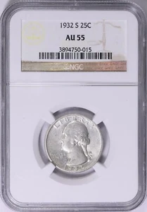 1932 S Washington Quarter NGC AU55 - Picture 1 of 4