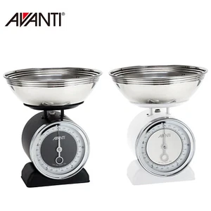 New AVANTI Vintage Mechanical Stainless Steel Kitchen Scale Black 5kg w/ 2L Bowl - Picture 1 of 3