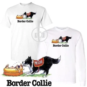 Camiseta blanca Border Collie divertida raza perro dibujos animados manga corta/larga M-3X - Imagen 1 de 3