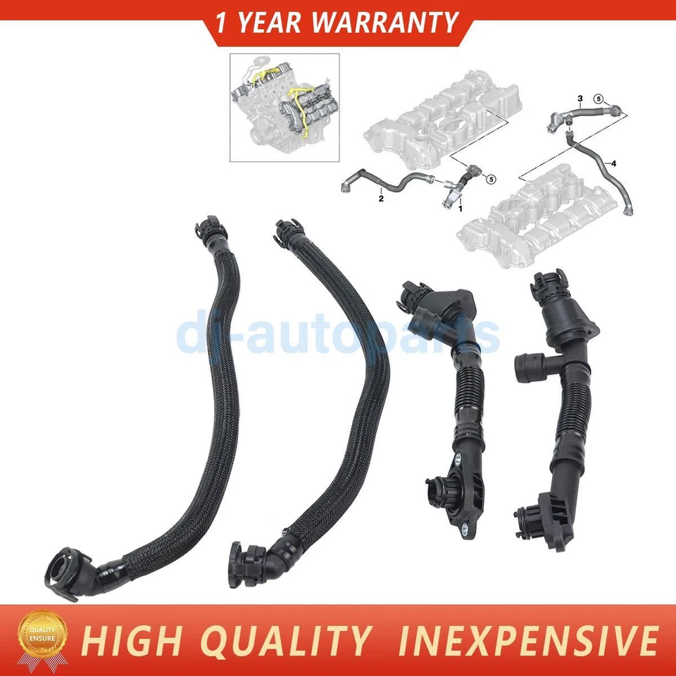 4pcs Left+Right Crankcase Breather Vent Hose for BMW X5 X6 550i 650i 750i 750Li Foto 1 de 4