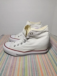 Converse Chuck Taylor Lux Hidden Wedge Heel Mid Sneaker White Women - Sz 7 - Picture 1 of 10