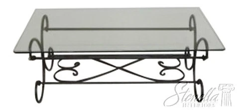29786EC: Forged Iron & Brass Base Coffee Table w. Glass Top Cover