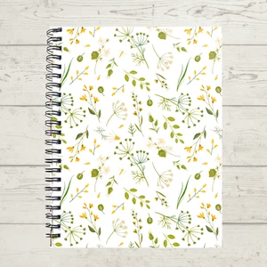 A5 floral themed notebook, black wire bound, lined 100 pages (50 sheets) - Picture 1 of 5