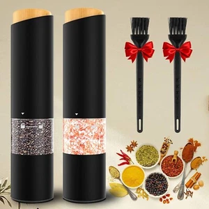 Electric Salt Pepper Grinder Mill Adjustable Battery LED Light 360° Transparent - Picture 1 of 7