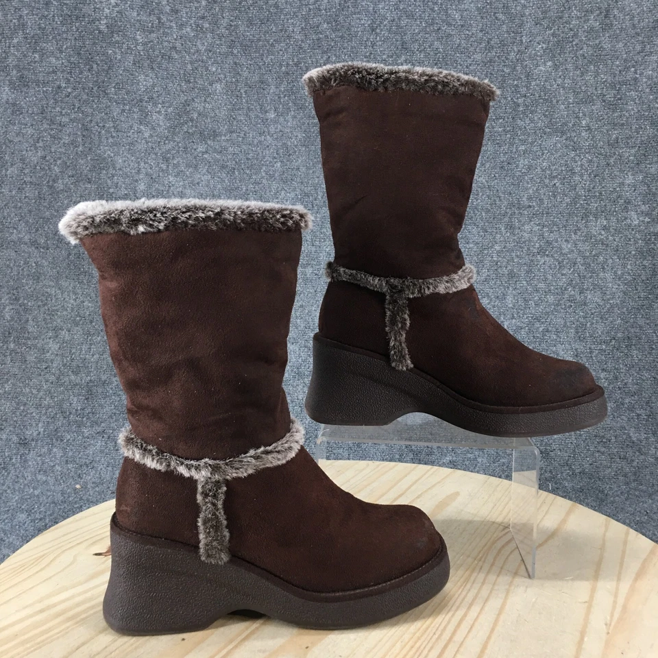Botas de inverno femininas No Boundaries 8 Chynna marrom couro sintético anabela de pele sintética - Imagem 1 de 4