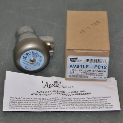Apollo Atmospheric Vacuum Breaker AVB1LF-PC12, 38LF-103-06, 1/2" NPT, Lead Free - Image 1 of 4