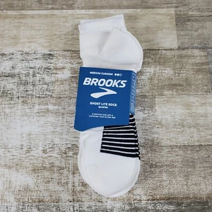 Brooks Ghost Lite Quarter Unisex Low Cut Socks XL White Nylon Stretch 2-Pack - Picture 1 of 10