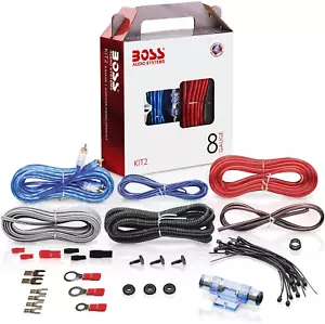 KIT DE INSTALACIÓN DE CABLEADO BOSS AMP CALIBRE 8 AMPLIFICADOR SUBWOOFER DE POTENCIA - Imagen 1 de 11