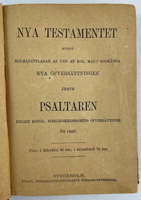 Nya Testamentet / Psaltaren, 1888, Swedish, New Testament / Psalms, Pocket Bible - Image 1 of 4