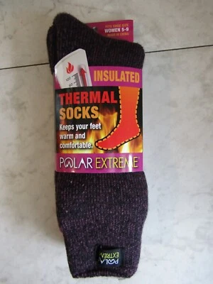 NWT Polar Extreme Insulated Thermal Plum Marl Socks Crew Acrylic/Poly Women 9-11 - Image 1 of 4