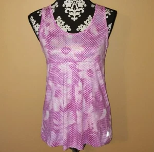 Ladies RBX Athletic Tank Top Purple And White Floral Polka Dot Pattern Sz Med - Picture 1 of 9