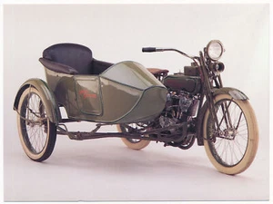 1920 Harley-Davidson J Model with Sidecar - American Thunder Postcard - Picture 1 of 2
