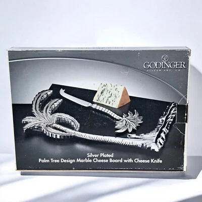 镀银棕榈树设计大理石奶酪板和刀 — 第 1/4 张图片