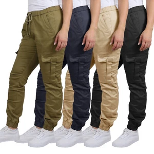 Womens Cotton Flex Stretch Cargo Jogger Pant (SIZE S-2XL) NEW FREE SHIP - Picture 1 of 14