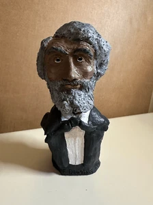 Vtg Frederick Douglas 8.25” Tall Figurine Pottery Bust Painted Details Signed - Picture 1 of 12