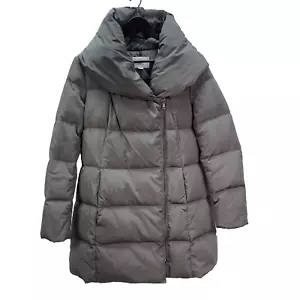 Cole Haan Signature Women's Size Large Gray Down Puffer Coat Pillow Hood Collar - Picture 1 of 12