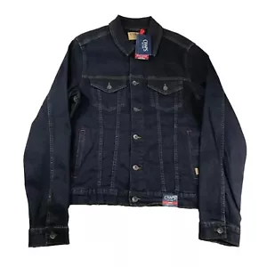 Chaps Jacket Men Large Blue Denim Stretch Regular Fit Long Sleeves Button Up NWT - Picture 1 of 15