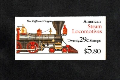 Stamps. USA. Scott BK216. 29¢. Steam Locomotives Complete MNH Booklet - Image 1 of 2