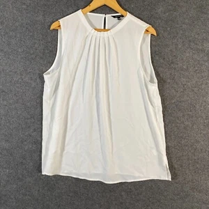 Portmans Top Womens 16 White Blouse Shirt Gathered Satin Office Career Z162 - Picture 1 of 12