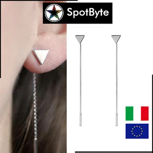 Orecchini Donna 2 Pezzi Pendenti Triangolo Rovesciato Antiallergici Nappa - Foto 1 di 2