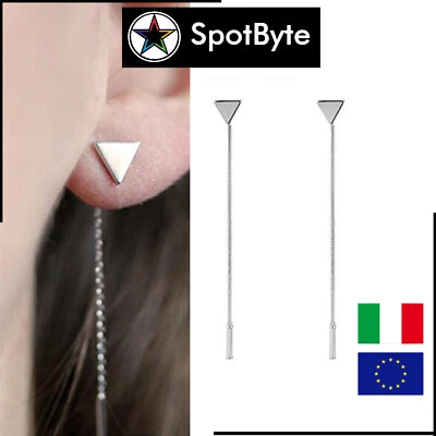 Orecchini Donna 2 Pezzi Pendenti Triangolo Rovesciato Antiallergici Nappa - Immagine 1 di 2