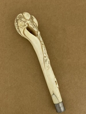 Antique Japanese Walking Stick Holder / Handle with Silver Base. - Image 1 of 4