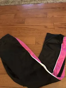 EUC girls MTA sport nylon warm up pants/black w/pink stripes/XL/girls 14-16 - Picture 1 of 3