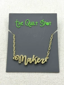 The Quilt Spot Maker Word Script Pendant Gold Plated Necklace 21 Inch NWT - Picture 1 of 20