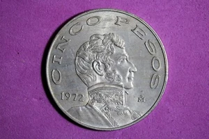1972 Mexico 5 Pesos Copper-Nickel Coin #M20214 - Picture 1 of 2