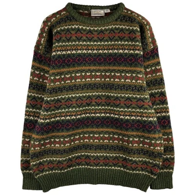 Suéter de punto de lana cuello redondo patrón Burton Fair Isle vintage talla L para hombre talla L Foto 1 de 4