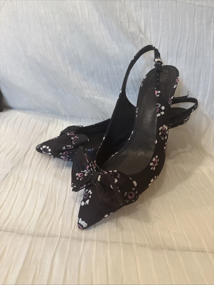 Bomba Tory Burch Rosalind cetim slingback tamanho 8.5 - Imagem 1 de 4