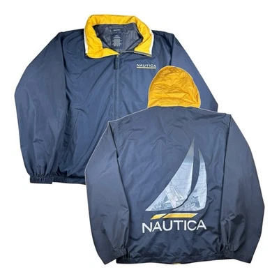 Винтажный Nautica парусная лодка логотип с капюшоном ветровка куртка мужской размер XXL - Изображение 1 из 4